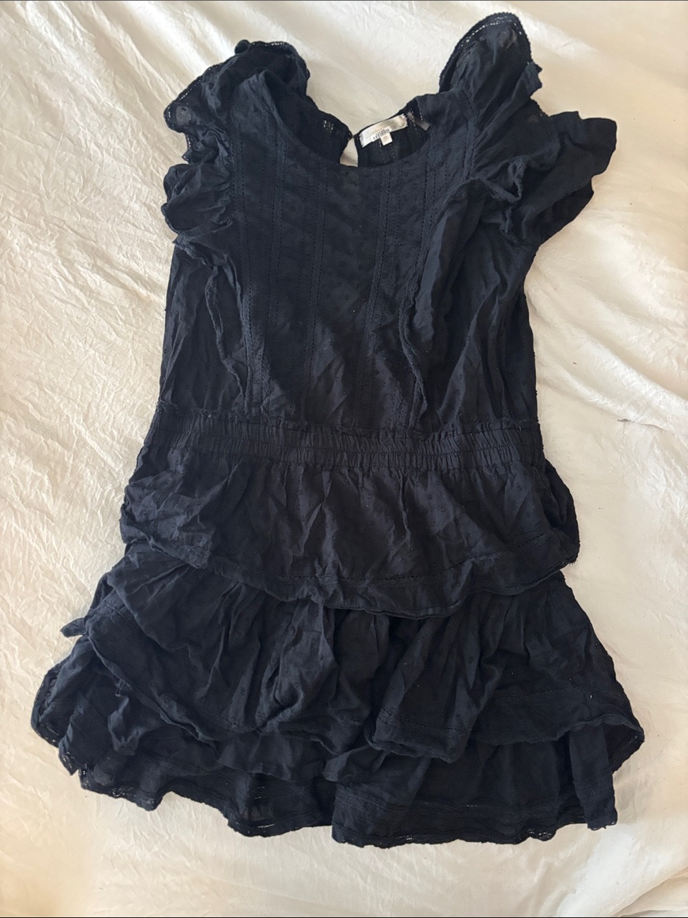 LoveShackFancy Black Eyelet Lace Top